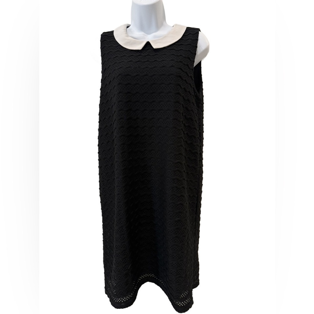 CeCe Peter Pan Black Dress with White Collar. Medium